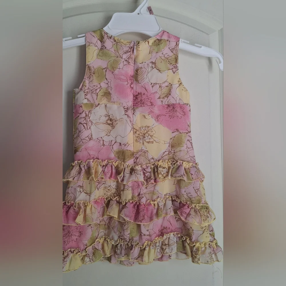 Cherokee fancy linen toddler dress girls sz 18 months lighweight floral summer